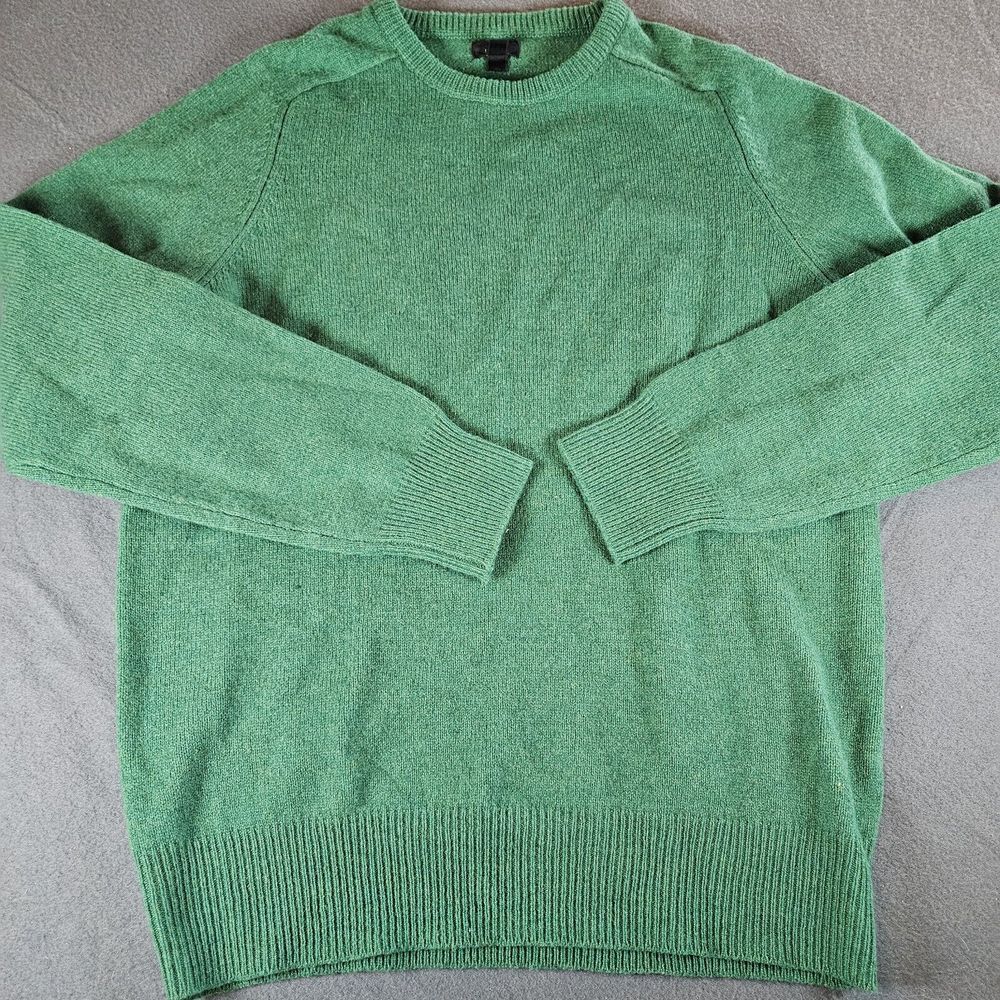 J.Crew Sweater Mens Size M Crewneck 100% Lambswool Green